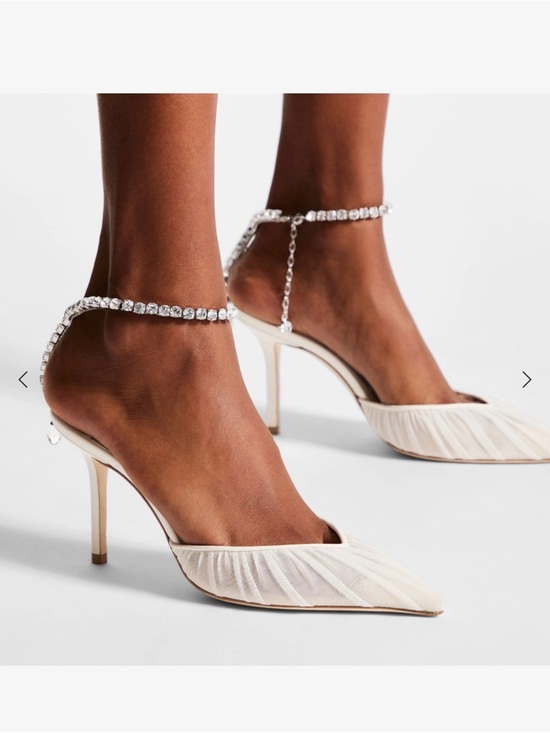 Jimmy Choo Shoes - Jimmy Choo Saeda 85 Ivory Tulle Crystal Pump size 37.5